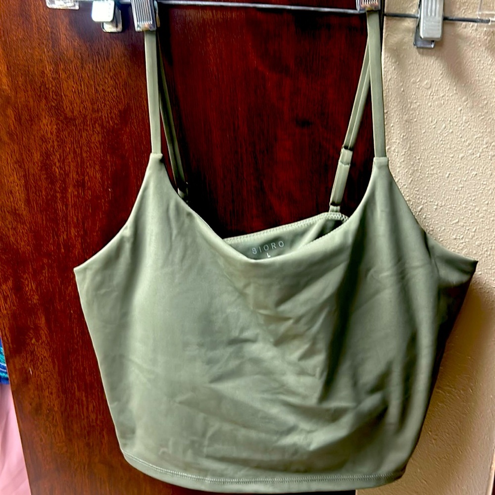 2 Sioro midriff top with built-in bra,